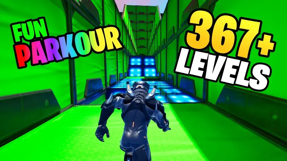 自社制作のFortniteの島「FUN PARKOUR 367+ LEVELS」のサムネイル画像